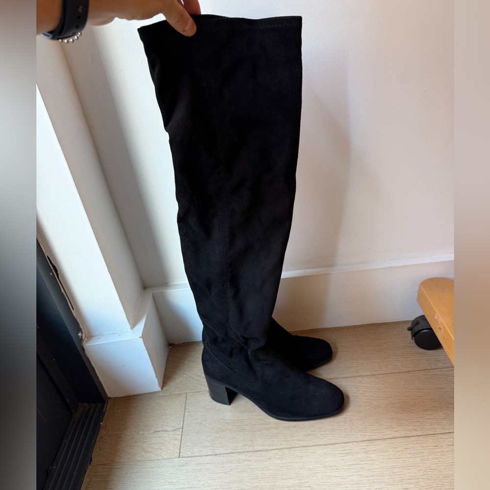 Zara suede black knee height boots